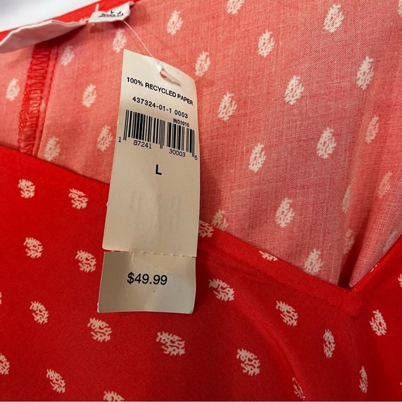 Gap Coral Geometric Print Rayon Short Sleeve Dress - Picture 9 of 9